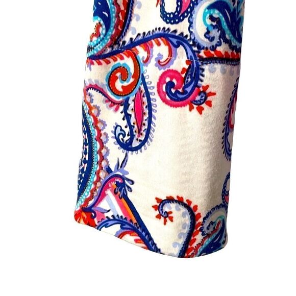 T by Talbots red, white, and blue paisley tab sleeve notch neck UPF 50 size XL - Picture 6 of 11